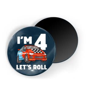 Birthday 4 Four Race Car 4th Birthday Racing Car Magnet