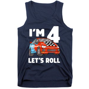 Birthday 4 Four Race Car 4th Birthday Racing Car Tank Top