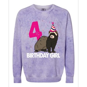 Birthday 4 Funny Funny Gift Funny Ferret Lovers Gift Colorblast Crewneck Sweatshirt