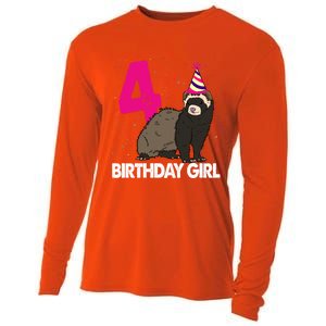 Birthday 4 Funny Funny Gift Funny Ferret Lovers Gift Cooling Performance Long Sleeve Crew