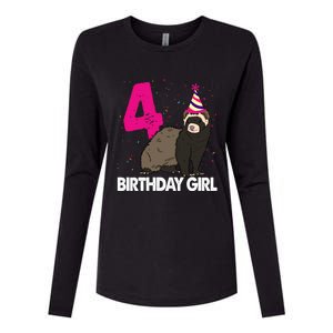 Birthday 4 Funny Funny Gift Funny Ferret Lovers Gift Womens Cotton Relaxed Long Sleeve T-Shirt