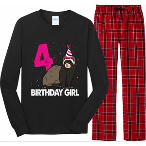 Birthday 4 Funny Funny Gift Funny Ferret Lovers Gift Long Sleeve Pajama Set