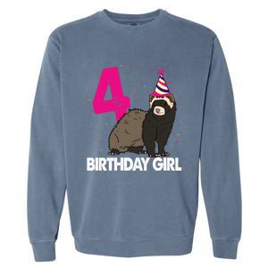 Birthday 4 Funny Funny Gift Funny Ferret Lovers Gift Garment-Dyed Sweatshirt