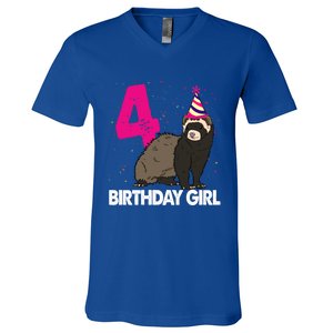 Birthday 4 Funny Funny Gift Funny Ferret Lovers Gift V-Neck T-Shirt