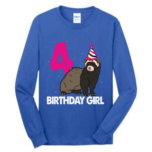 Birthday 4 Funny Funny Gift Funny Ferret Lovers Gift Tall Long Sleeve T-Shirt