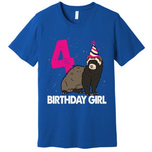 Birthday 4 Funny Funny Gift Funny Ferret Lovers Gift Premium T-Shirt