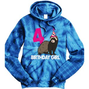 Birthday 4 Funny Funny Gift Funny Ferret Lovers Gift Tie Dye Hoodie