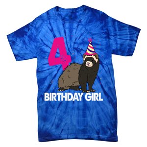 Birthday 4 Funny Funny Gift Funny Ferret Lovers Gift Tie-Dye T-Shirt