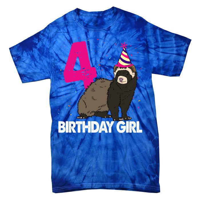 Birthday 4 Funny Funny Gift Funny Ferret Lovers Gift Tie-Dye T-Shirt