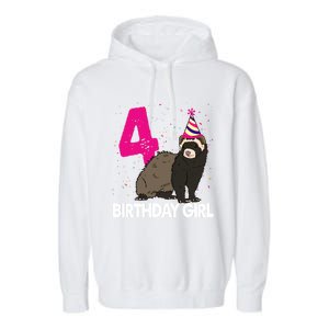 Birthday 4 Funny Funny Gift Funny Ferret Lovers Gift Garment-Dyed Fleece Hoodie