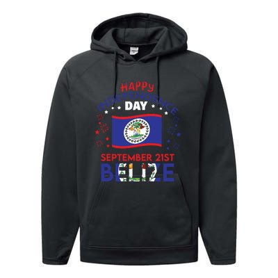 Belize 43rd Independence Day Belizean Pride Belize Flag Performance Fleece Hoodie