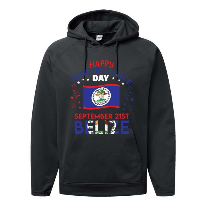 Belize 43rd Independence Day Belizean Pride Belize Flag Performance Fleece Hoodie