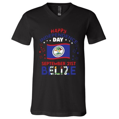 Belize 43rd Independence Day Belizean Pride Belize Flag V-Neck T-Shirt