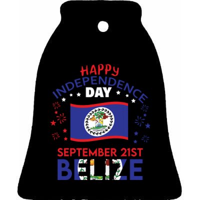 Belize 43rd Independence Day Belizean Pride Belize Flag Ceramic Bell Ornament