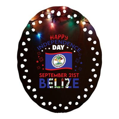 Belize 43rd Independence Day Belizean Pride Belize Flag Ceramic Oval Ornament