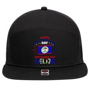 Belize 43rd Independence Day Belizean Pride Belize Flag Gift 7 Panel Mesh Trucker Snapback Hat