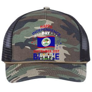 Belize 43rd Independence Day Belizean Pride Belize Flag Gift Retro Rope Trucker Hat Cap