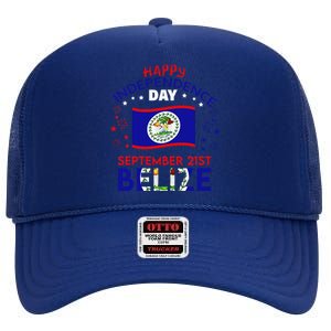 Belize 43rd Independence Day Belizean Pride Belize Flag Gift High Crown Mesh Back Trucker Hat