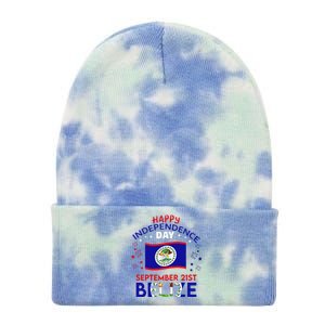 Belize 43rd Independence Day Belizean Pride Belize Flag Gift Tie Dye 12in Knit Beanie