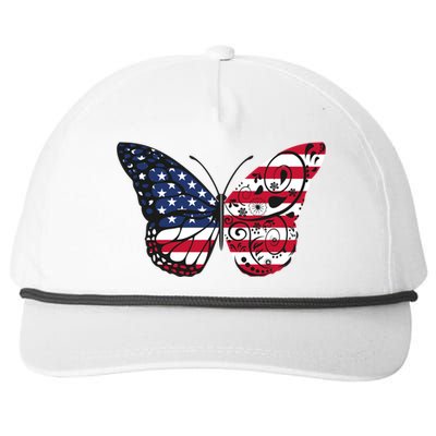 Butterfly 4th Of July American Flag Patriotic Gift Snapback Five-Panel Rope Hat