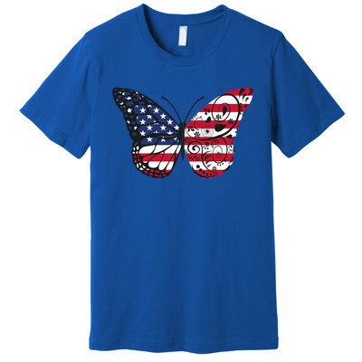 Butterfly 4th Of July American Flag Patriotic Gift Premium T-Shirt