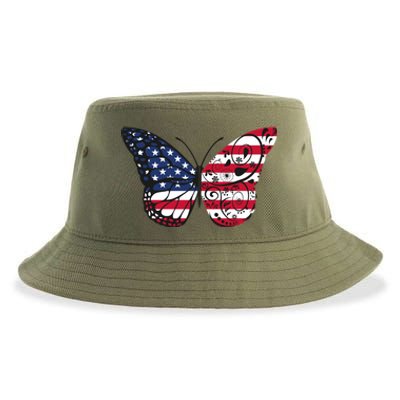 Butterfly 4th Of July American Flag Patriotic Gift Sustainable Bucket Hat