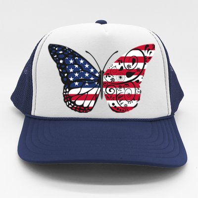 Butterfly 4th Of July American Flag Patriotic Gift Trucker Hat