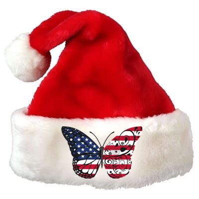 Butterfly 4th Of July American Flag Patriotic Gift Premium Christmas Santa Hat