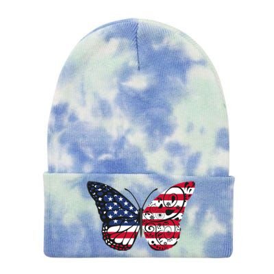 Butterfly 4th Of July American Flag Patriotic Gift Tie Dye 12in Knit Beanie