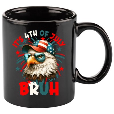 Bruh 4th Of July Bald Eagle Funny 11oz C Handle Ceramic Mug