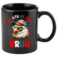 Bruh 4th Of July Bald Eagle Funny 11oz C Handle Ceramic Mug