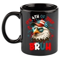 Bruh 4th Of July Bald Eagle Funny 11oz C Handle Ceramic Mug