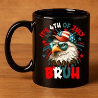 Bruh 4th Of July Bald Eagle Funny 11oz C Handle Ceramic Mug