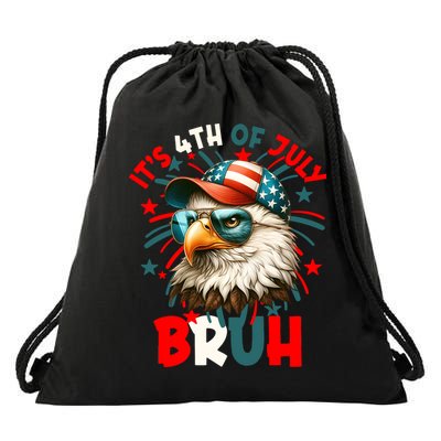 Bruh 4th Of July Bald Eagle Funny Drawstring Bag
