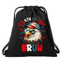 Bruh 4th Of July Bald Eagle Funny Drawstring Bag