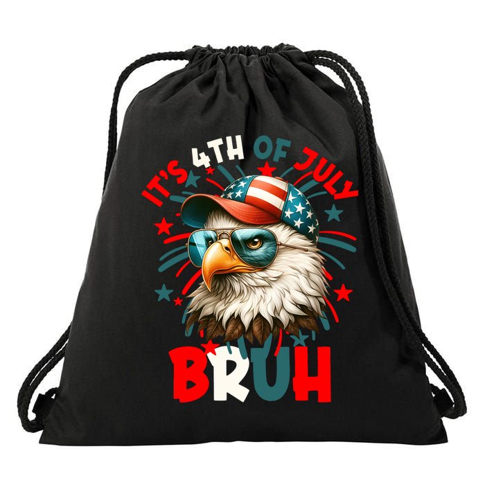 Bruh 4th Of July Bald Eagle Funny Drawstring Bag