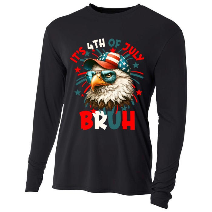 Bruh 4th Of July Bald Eagle Funny Cooling Performance Long Sleeve Crew