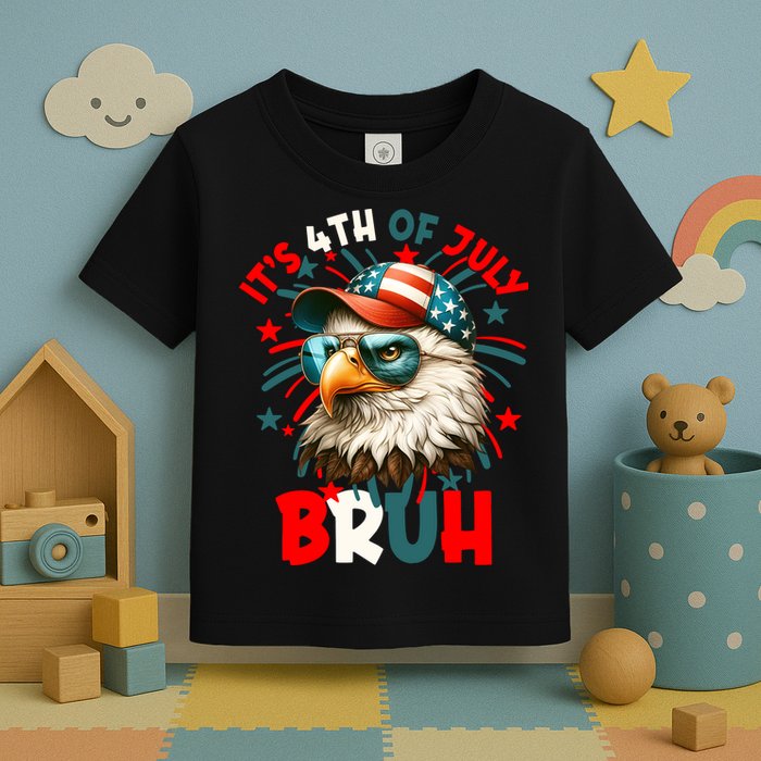 Bruh 4th Of July Bald Eagle Funny Toddler T-Shirt