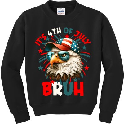 Bruh 4th Of July Bald Eagle Funny Kids Sweatshirt