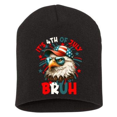 Bruh 4th Of July Bald Eagle Funny Short Acrylic Beanie