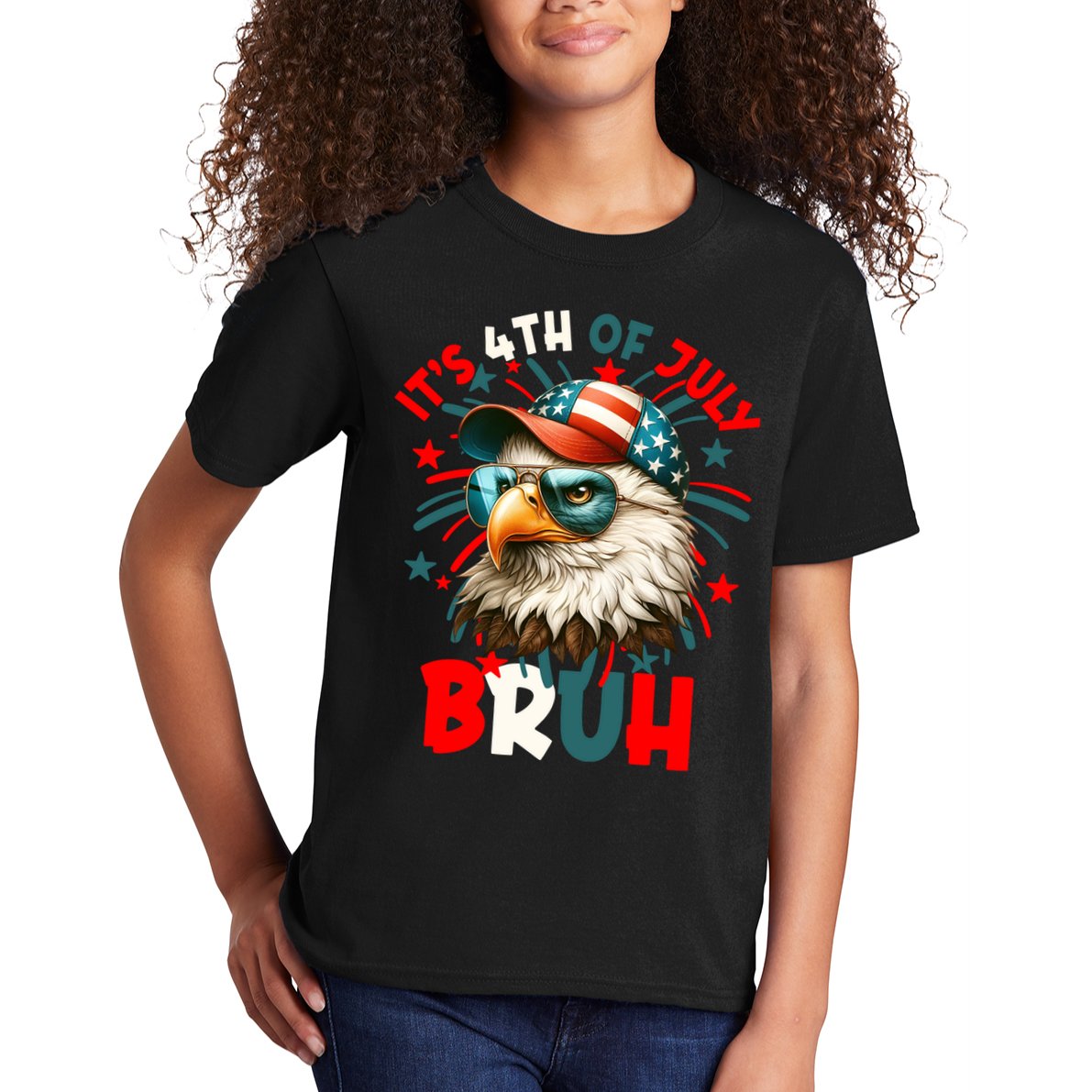 Bruh 4th Of July Bald Eagle Funny Kids T-Shirt
