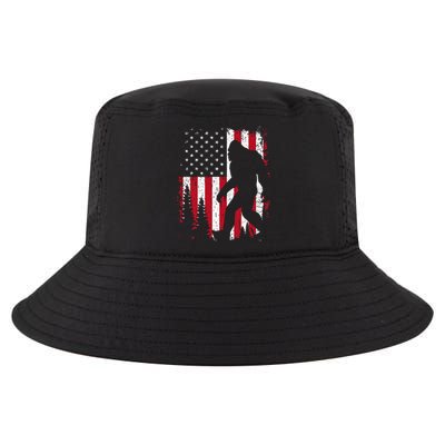 Bigfoot 4th Of July American USA Flag Patriotic Cool Comfort Performance Bucket Hat