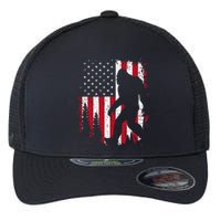 Bigfoot 4th Of July American USA Flag Patriotic Flexfit Unipanel Trucker Cap