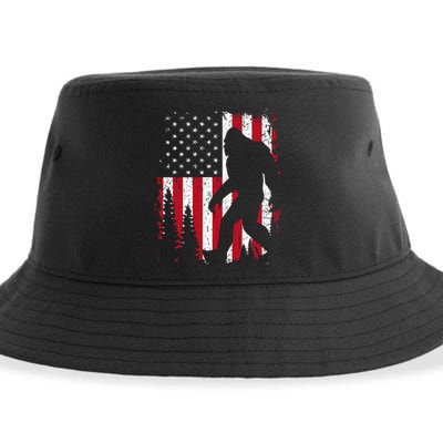 Bigfoot 4th Of July American USA Flag Patriotic Sustainable Bucket Hat