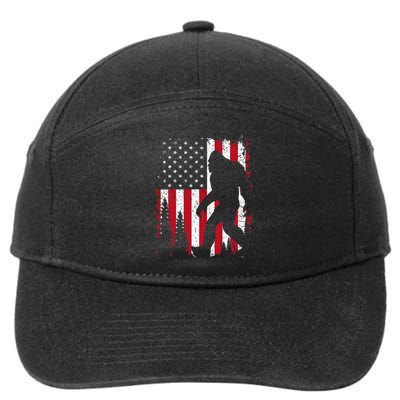 Bigfoot 4th Of July American USA Flag Patriotic 7-Panel Snapback Hat