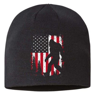 Bigfoot 4th Of July American USA Flag Patriotic Sustainable Beanie