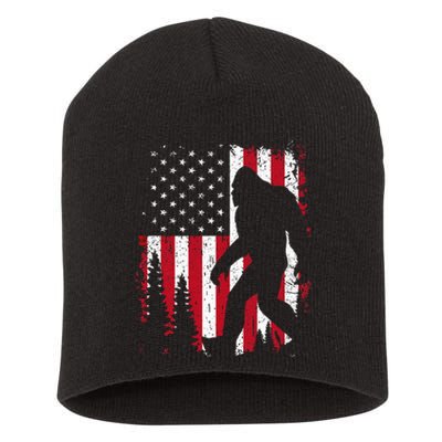 Bigfoot 4th Of July American USA Flag Patriotic Short Acrylic Beanie