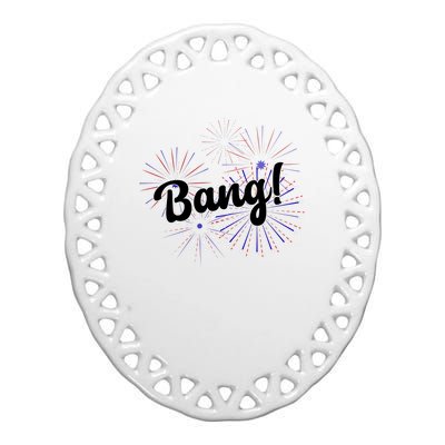 Bang 4th Of July Firework Ceramic Oval Ornament