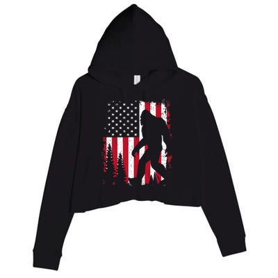 Bigfoot 4th of July American USA Flag Patriotic Crop Fleece Hoodie