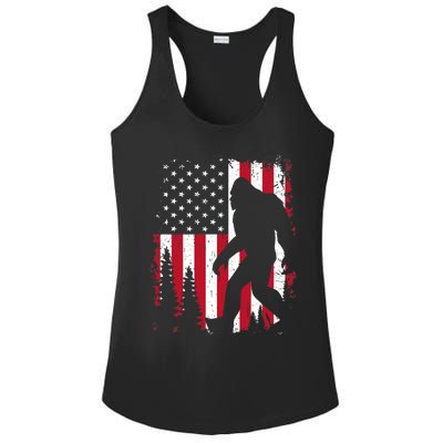 Bigfoot 4th of July American USA Flag Patriotic Ladies PosiCharge Competitor Racerback Tank